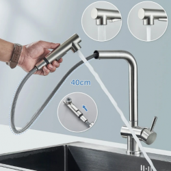 Μπαταρία Κουζίνας με Ντουζ Stainless  Inox Bonken 8708-2