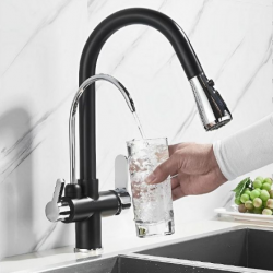 Τρίοδη Μπαταρία Κουζίνας Black-Chrome Bonken HT-1664 Τρίοδη Μπαταρία Κουζίνας Black-Chrome Bonken HT-1664