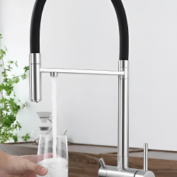 Τρίοδη Μπαταρία Κουζίνας Σπαστή Inox-Μαύρη Stocco ST-031501MN