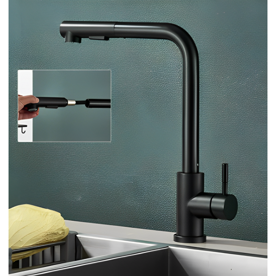 Μπαταρία Κουζίνας με Ντουζ Stainless Μαύρη Bonken 8708-1