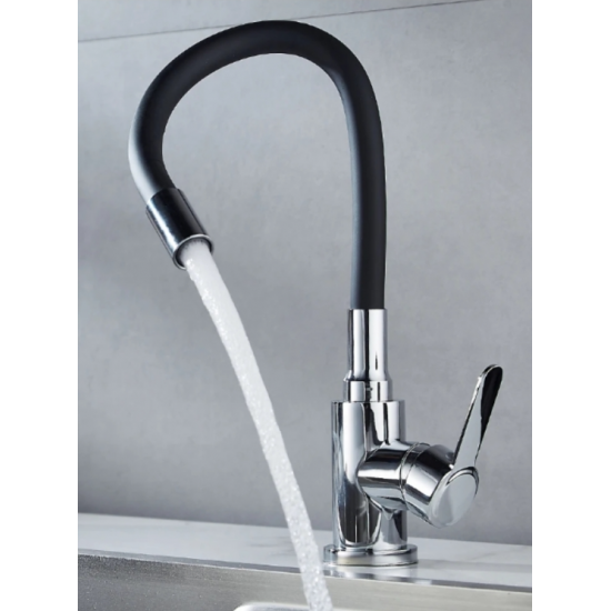 Μπαταρία Κουζίνας Σπαστή Inox Chrome-Μαύρη Bonken HT-410