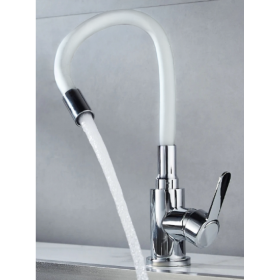 Μπαταρία Κουζίνας Σπαστή Inox Chrome-Λευκή Bonken HT-413