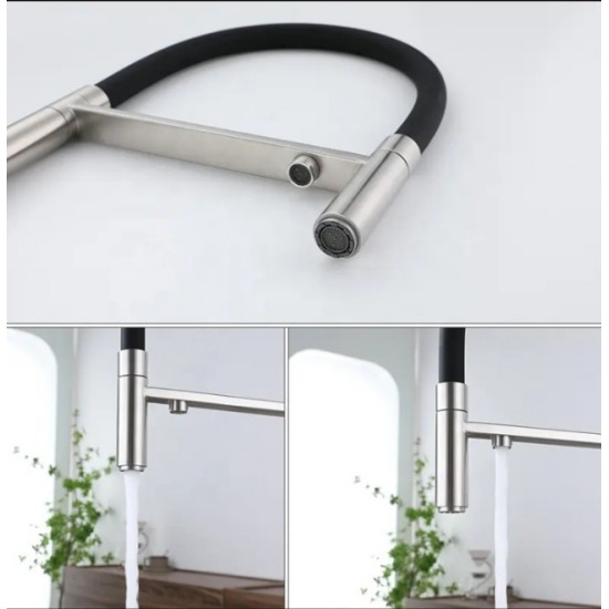 Τρίοδη Μπαταρία Κουζίνας Σπαστή Inox-Μαύρη Stocco ST-031501MN