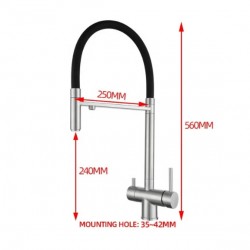 Τρίοδη Μπαταρία Κουζίνας Σπαστή Inox-Μαύρη Stocco ST-031501MN