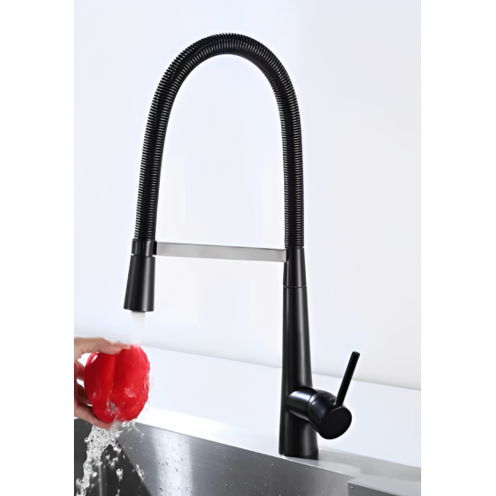 Μπαταρία Κουζίνας Ψηλή Σπαστή Μαύρη με Συρόμενο Σπιράλ Bonken HT-6075