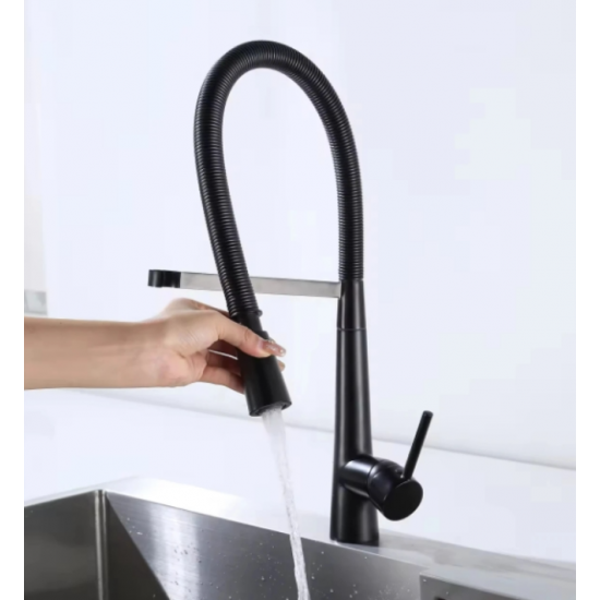 Μπαταρία Κουζίνας Ψηλή Σπαστή Μαύρη με Συρόμενο Σπιράλ Bonken HT-6075