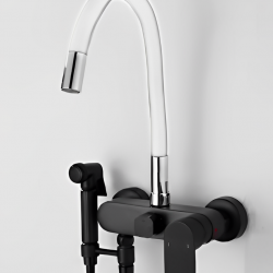 Επιτοίχια Μπαταρία Κουζίνας Σπαστή Λευκό/Μαύρο Bonken HT-1791