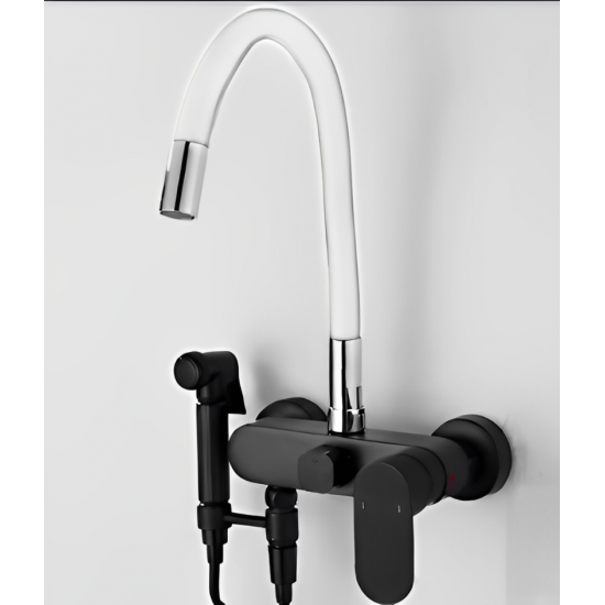 Επιτοίχια Μπαταρία Κουζίνας Σπαστή Λευκό/Μαύρο Bonken HT-1791