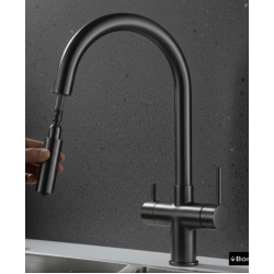 Τρίοδη Μπαταρία Κουζίνας Gun Gray με Ντουζ Bonken HT-6912