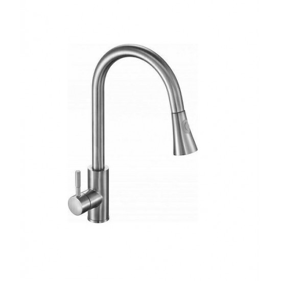 Fala 75805 Μπαταρία Κουζίνας Πάγκου με Ντουζ Ασημί