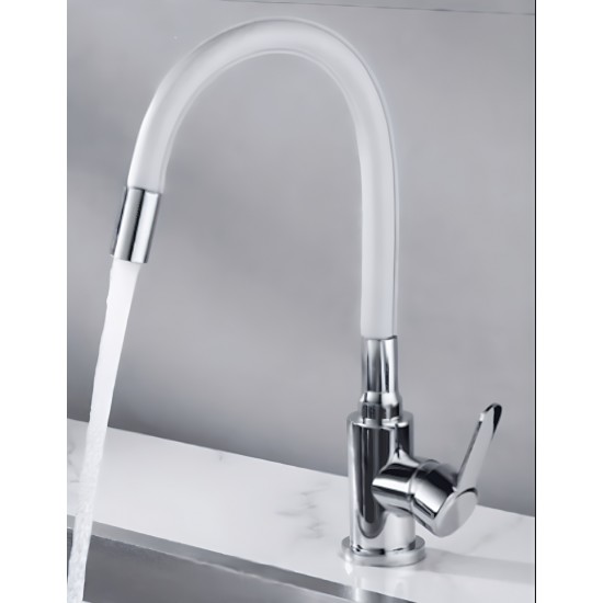 Μπαταρία Κουζίνας Σπαστή Inox Chrome-Λευκή Bonken HT-413