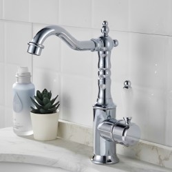Μπαταρία Νιπτήρα Chrome-Λευκό Antique Retro Bonken HT-1510