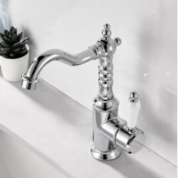 Μπαταρία Νιπτήρα Chrome-Λευκό Antique Retro Bonken HT-1510