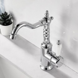 Μπαταρία Νιπτήρα Chrome-Λευκό Antique Retro Bonken HT-1510