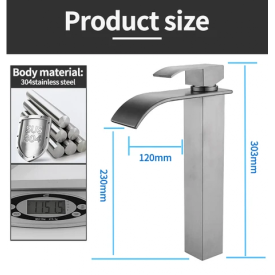 Νιπτηρος Μπαταρια Ψηλη Inox Mat Stainless Livia
