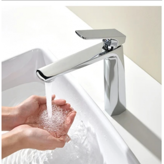 Μπαταρία Νιπτήρα Chrome Χαμηλή Bonken HT-7273