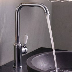 Μπαταρία Νιπτήρος Chrome-Λευκό Antique Bonken HT-8901