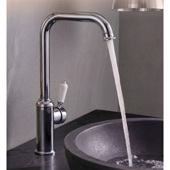Μπαταρία Νιπτήρος Chrome-Λευκό Antique Bonken HT-8901