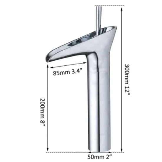 Μπαταρία Νιπτήρος Καταρράκτης Ψηλή Chrome Bonken HT-785