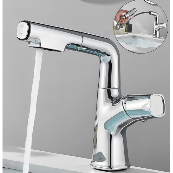 Μπαταρία Νιπτήρα Chrome Ψηλή Ντουζ Bonken HT-4006