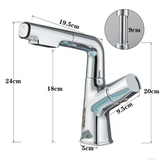 Μπαταρία Νιπτήρα Chrome Ψηλή Ντουζ Bonken HT-4006