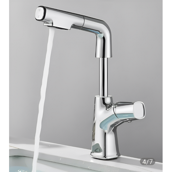 Μπαταρία Νιπτήρα Chrome Ψηλή Ντουζ Bonken HT-4006