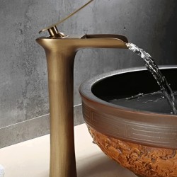 Μπαταρία Νιπτήρα Bronze Ψηλή Καταρράκτης Mezzuro 